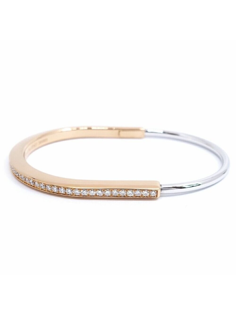 Tiffany & Co. 18K Pink Gold WG Lock Narrow Bangle Diamond Bracelet